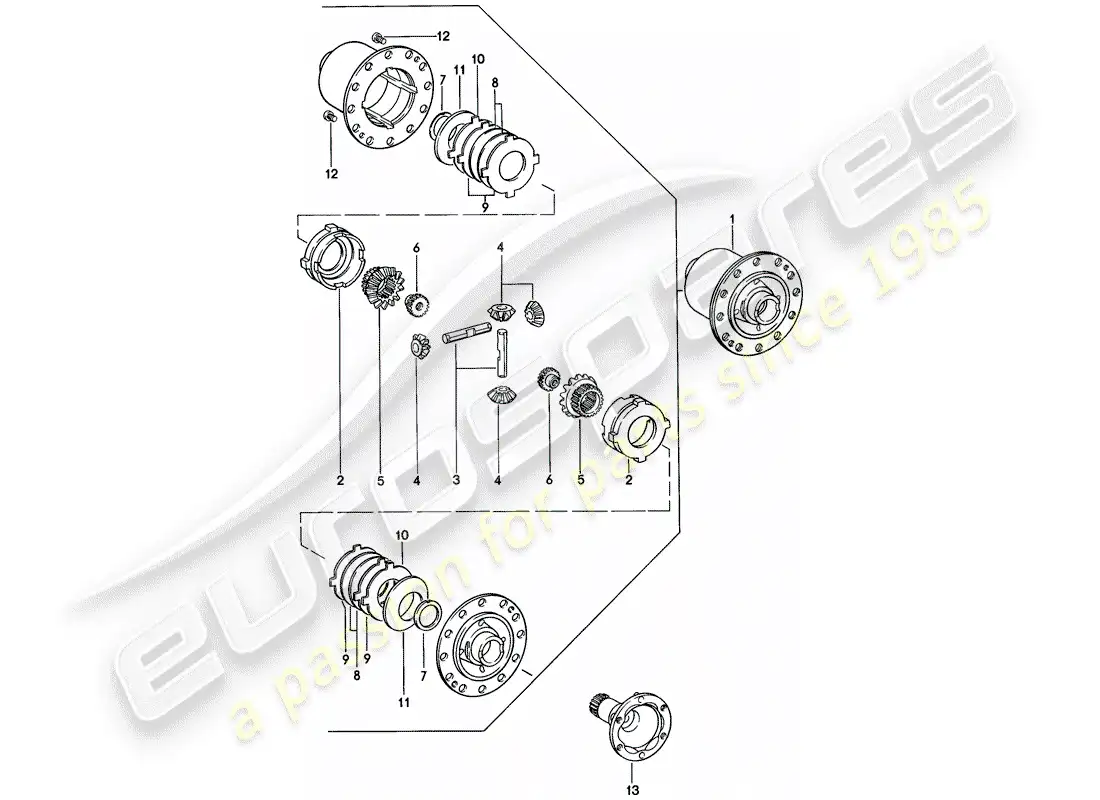 porsche 1977 (924) limited slip differential - 5-speed parts diagram