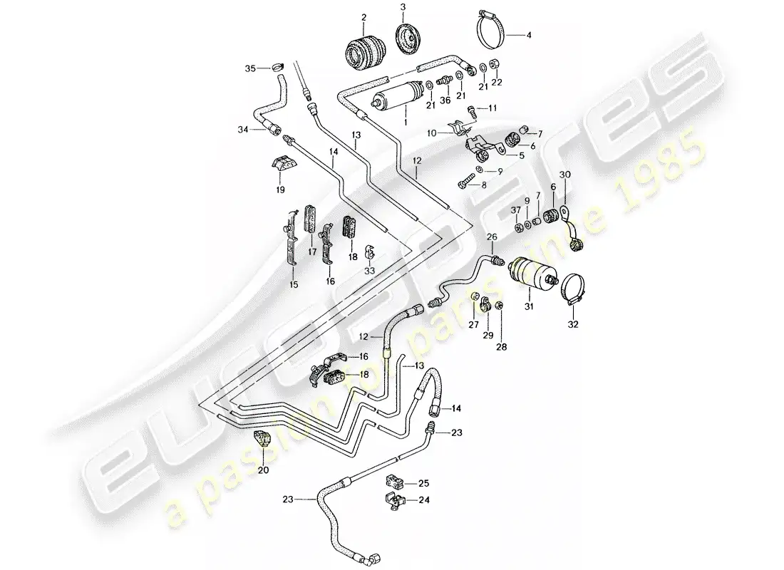 porsche 1997 (993) fuel system parts diagram