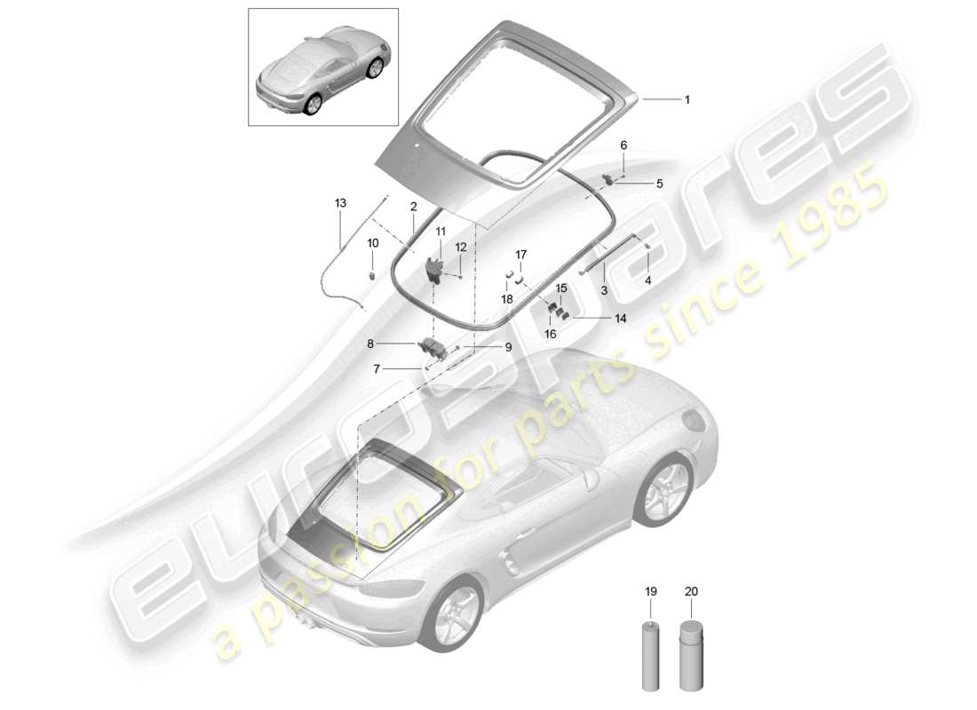 porsche 2021 (718 cayman) cover rear part diagram