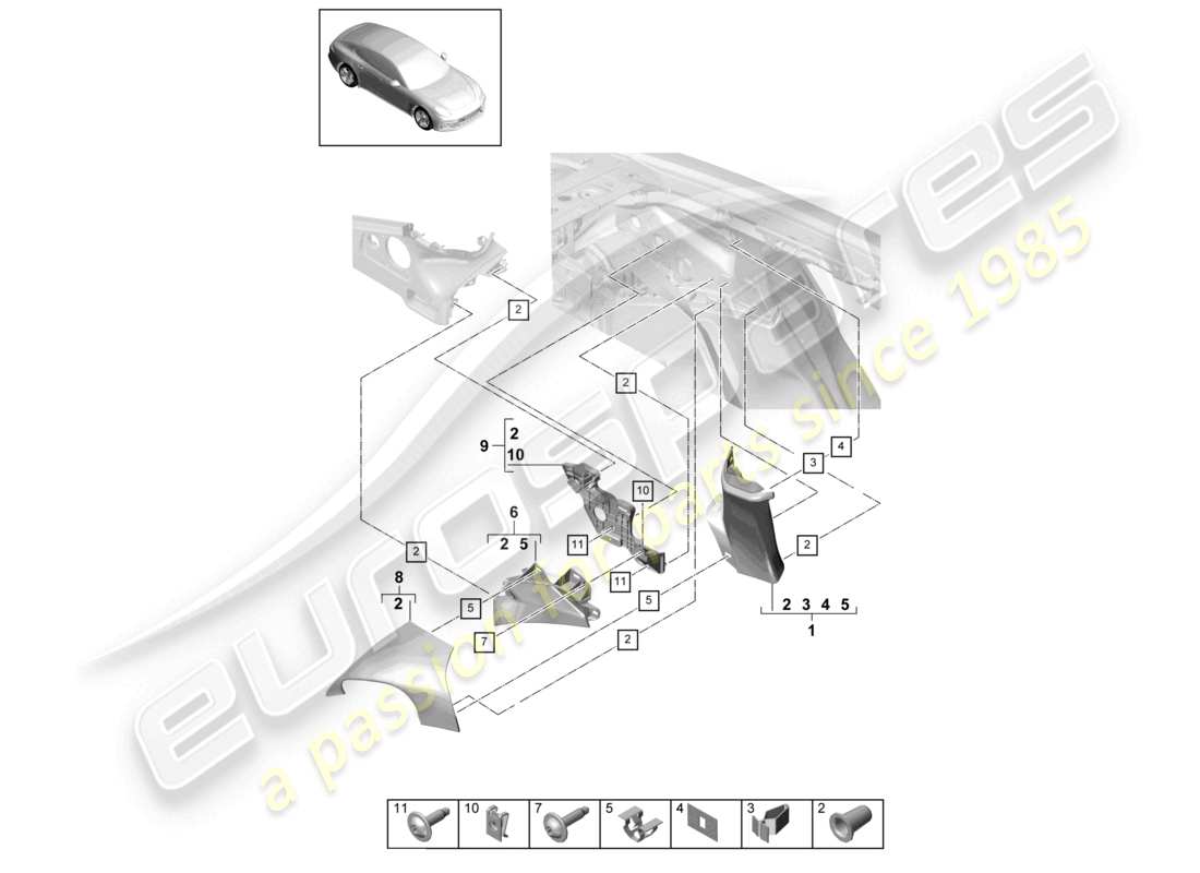 porsche 2021 (panamera 971-1) trim c-pillar parts diagram