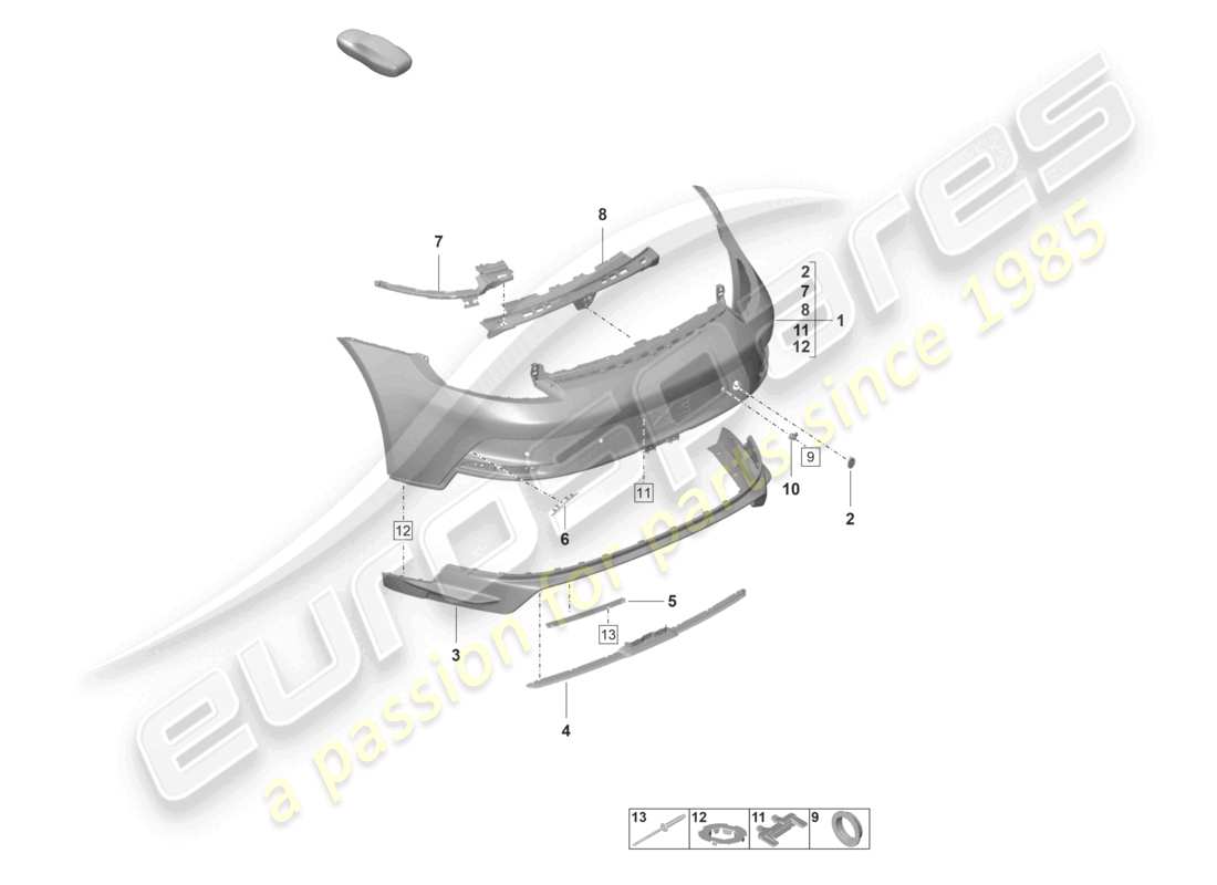 porsche 2025 (992-2 gt3/rs/st) bumper rear gt3 part diagram