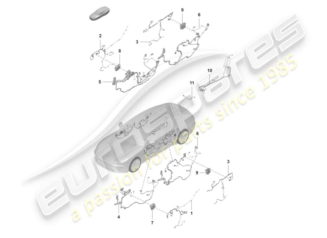 porsche 2024 (panamera 971-2) wiring looms doors front and rear control units doors part diagram