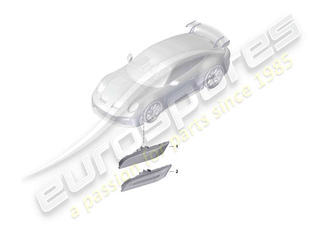 porsche 2025 (992-2 gt3) turn signal repeater side marker light part diagram
