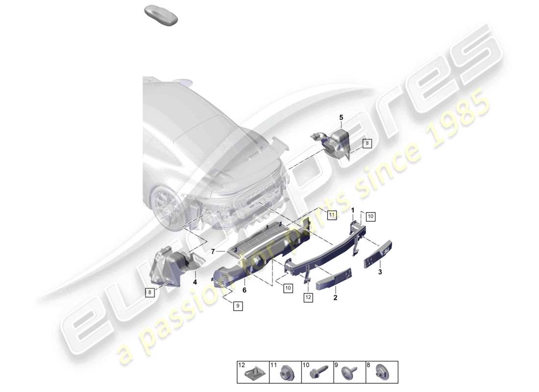 porsche 2026 (992-2 gt3) bumper carrier rear and heat shield part diagram