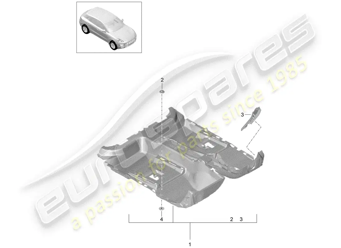 porsche 2016 (macan) floor cover parts diagram