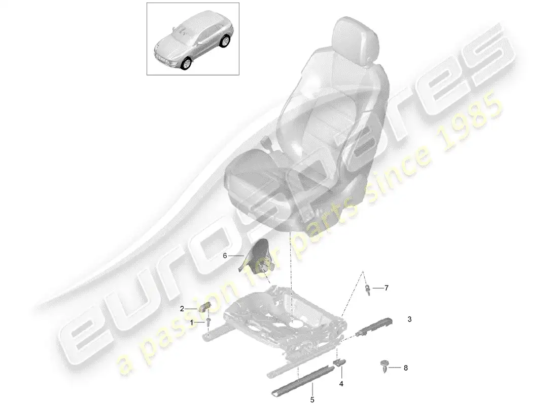 porsche 2016 (macan) seat rail parts diagram