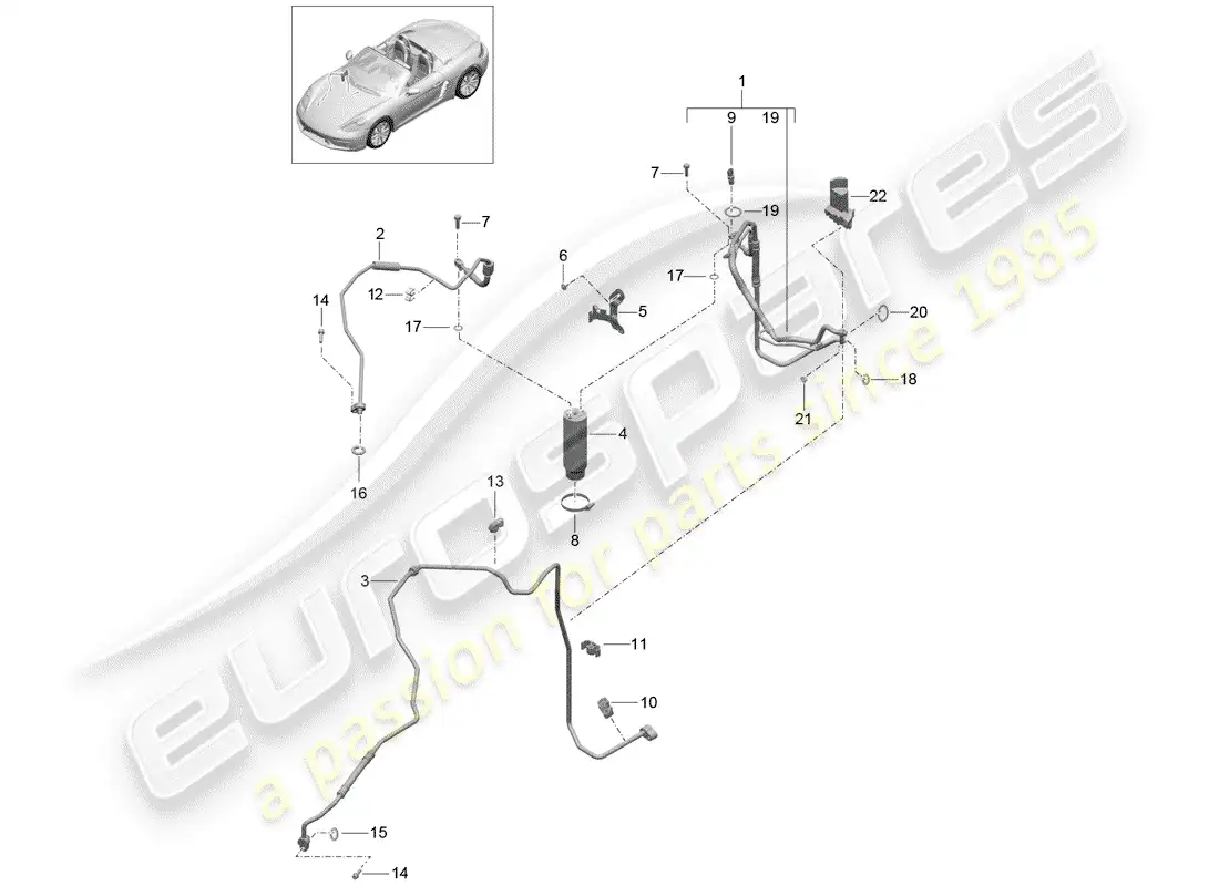 porsche 2019 (718 boxster) refrigerant circuit parts diagram