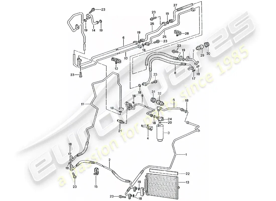 porsche 1998 (996) refrigerant circuit parts diagram