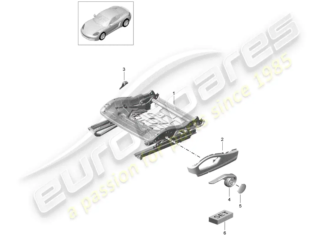 porsche 2019 (718 cayman) seat frame parts diagram