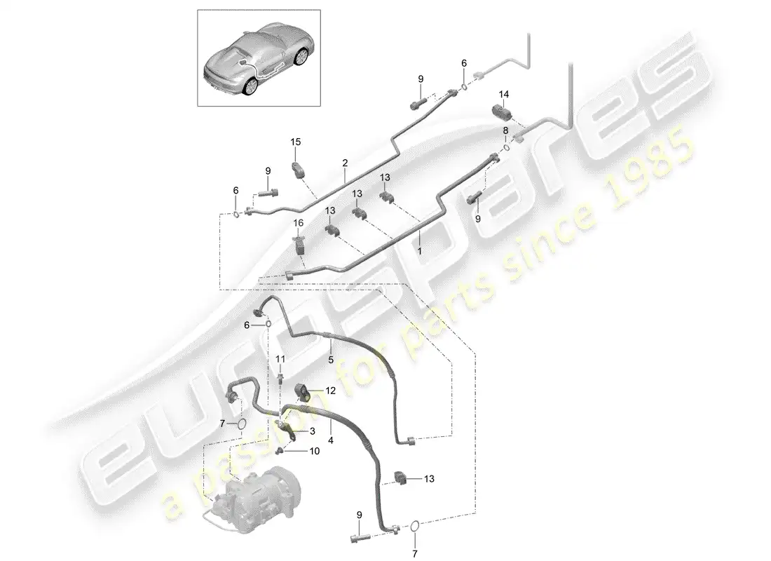 porsche 2016 (981 boxster spyder) refrigerant circuit parts diagram