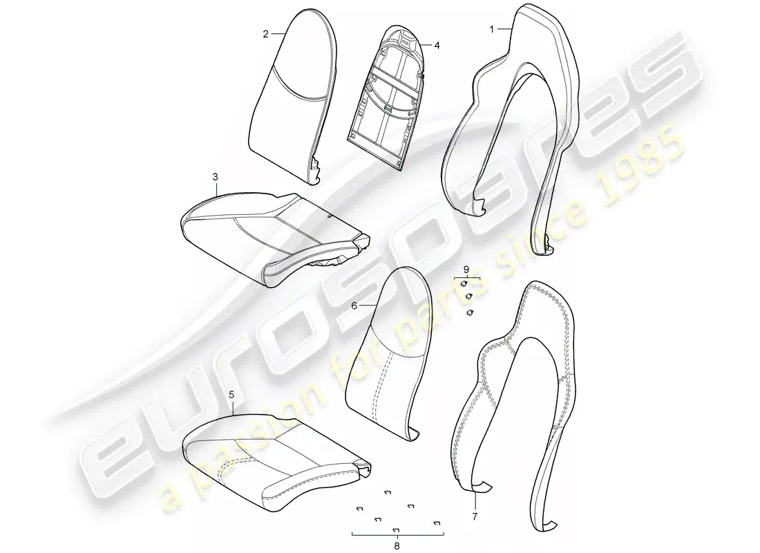 porsche 2007 (997-1 turbo / gt2) foam part parts diagram