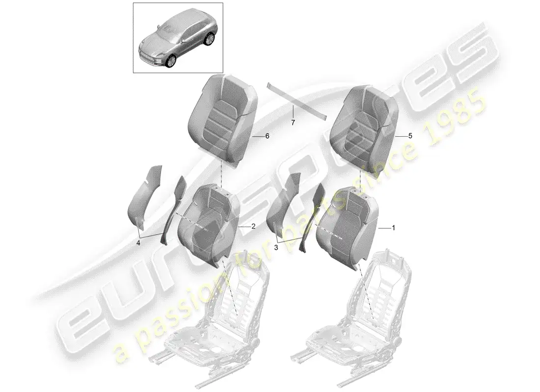 porsche 2020 (macan) foam part part diagram