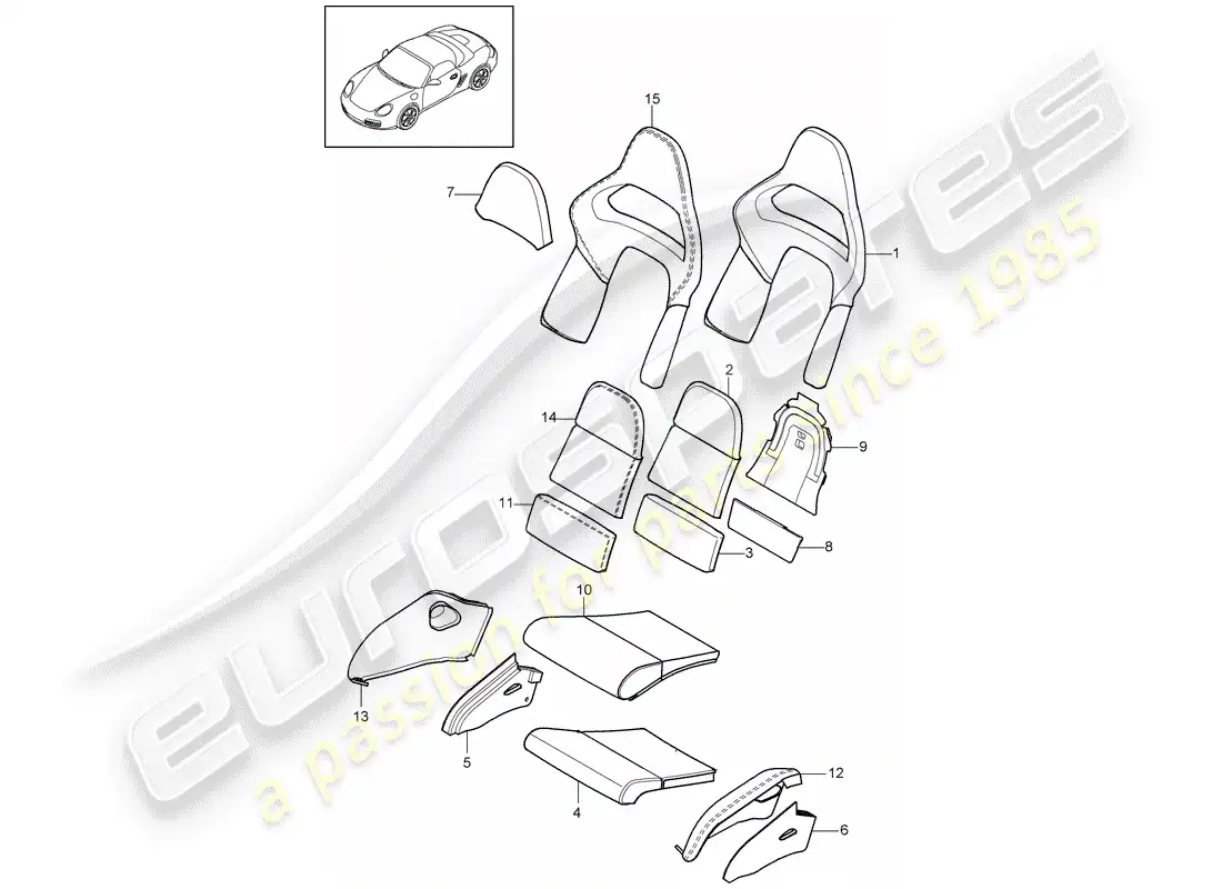porsche 2011 (987 boxster) foam part parts diagram