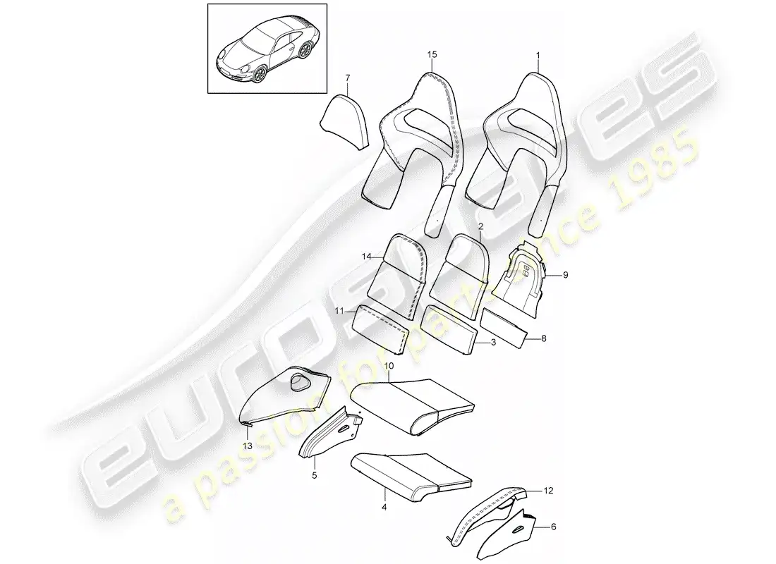 porsche 2012 (997-2) foam part parts diagram