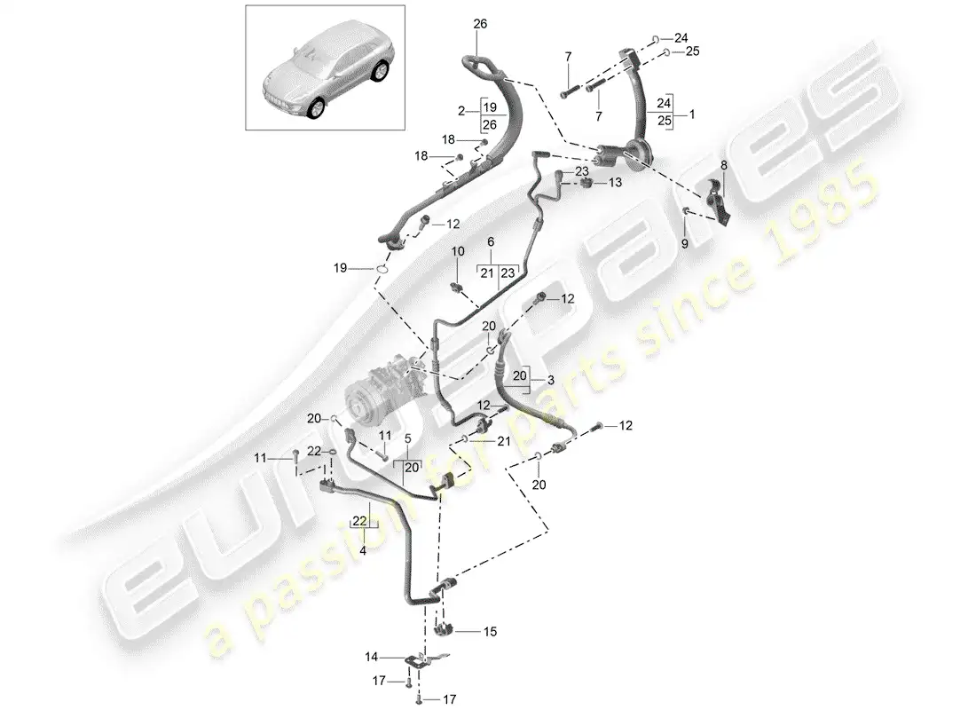 porsche 2014 (macan) refrigerant circuit parts diagram