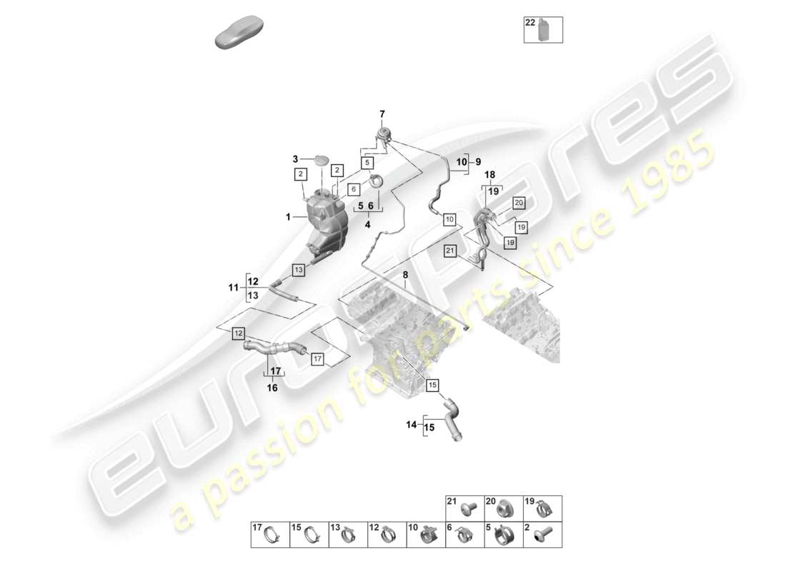 porsche 2023 (panamera 971-2) coolant cooling system coolant expansion tank breather line part diagram