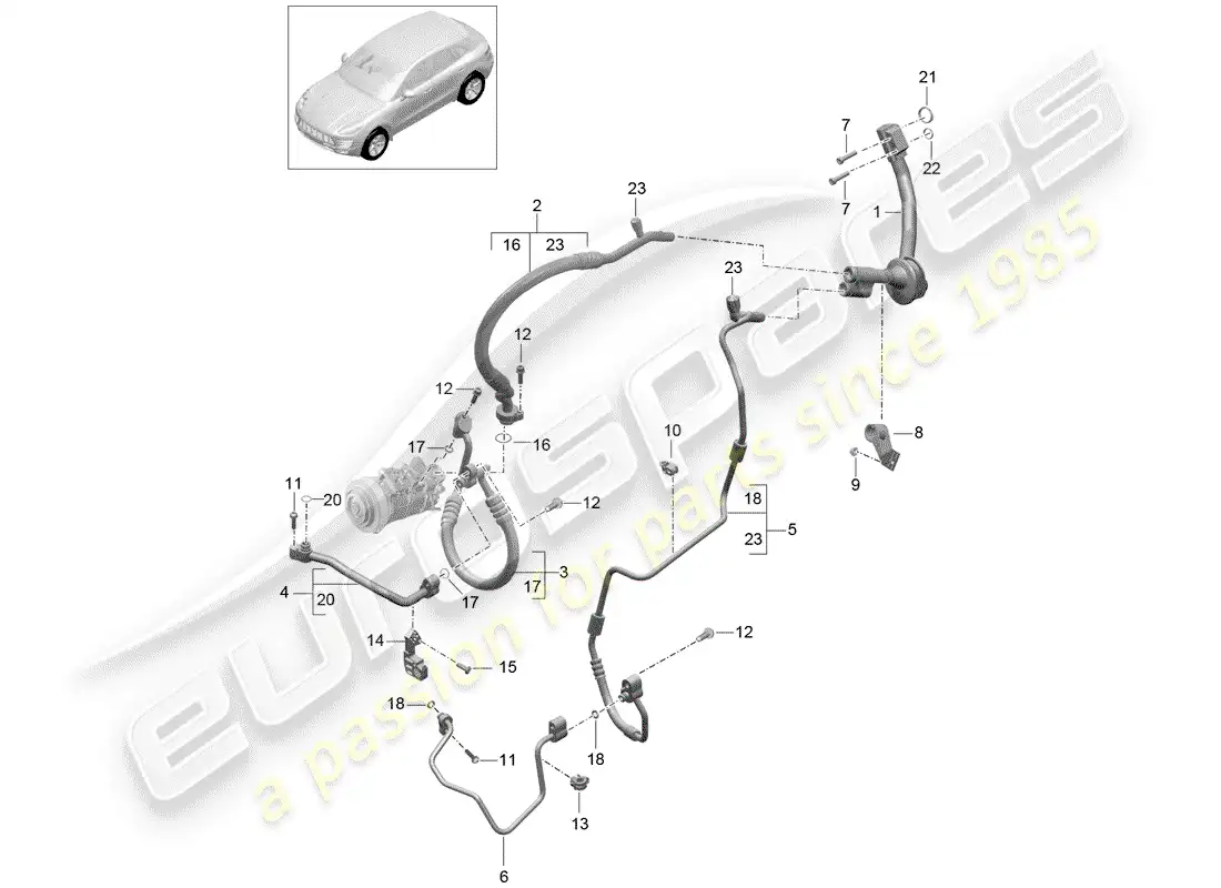 porsche 2014 (macan) refrigerant circuit parts diagram