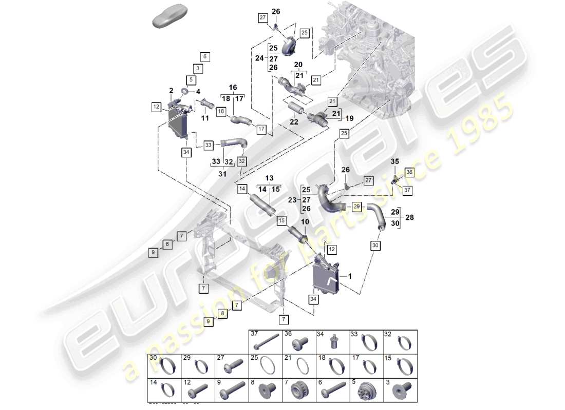 porsche 2023 (cayenne e3 pa) charge air cooler pressure pipe part diagram