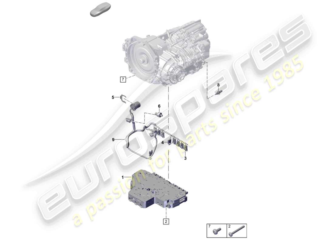 porsche 2025 (992-2 gt3/rs/st) 7-speed dual clutch gearbox - pdk - sensors part diagram