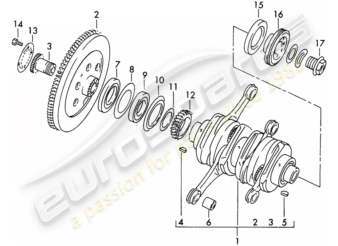 porsche 1957 (356/356a) crankshaft parts diagram