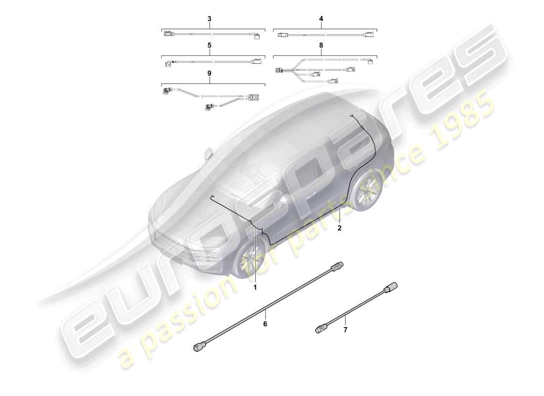 porsche 2023 (cayenne e3 pa) aerial connection line part diagram