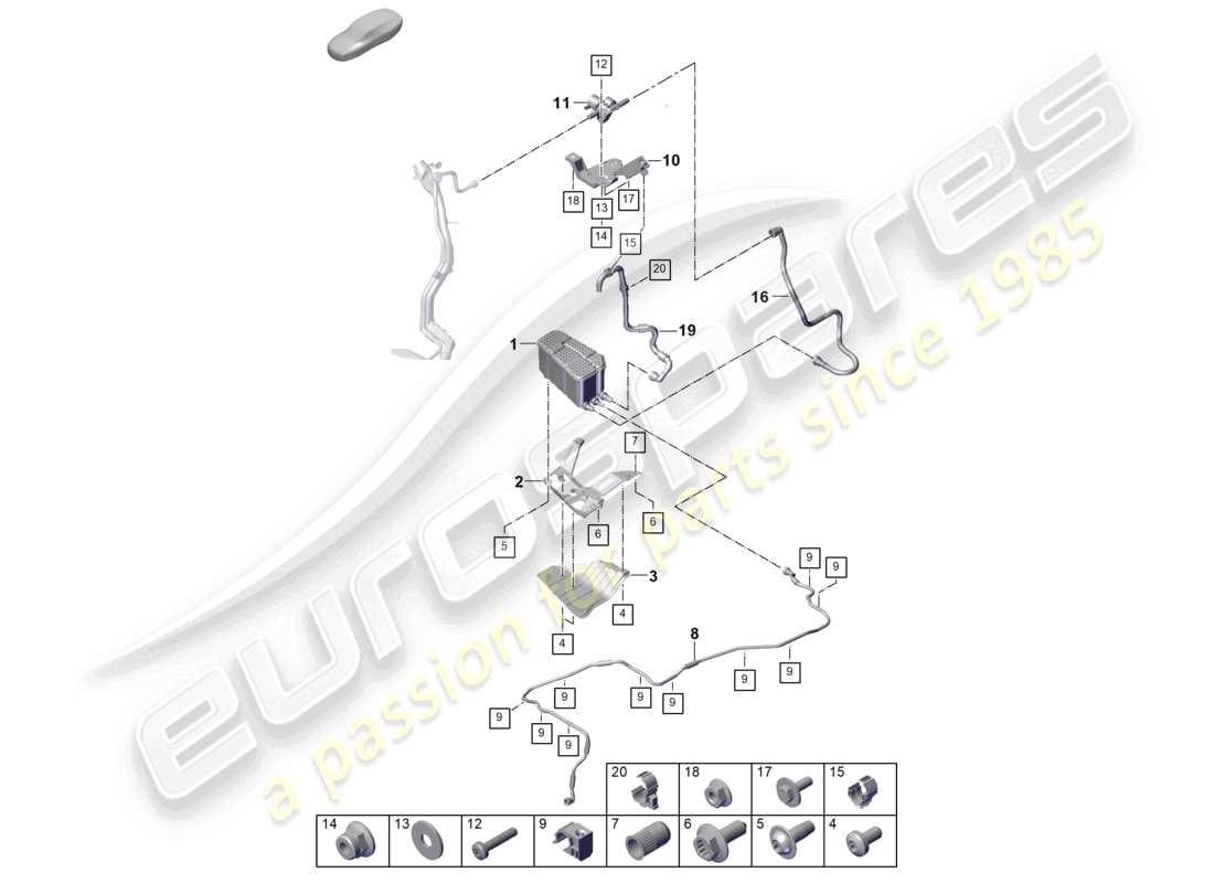 porsche 2025 (cayenne e3 pa) activated charcoal container part diagram