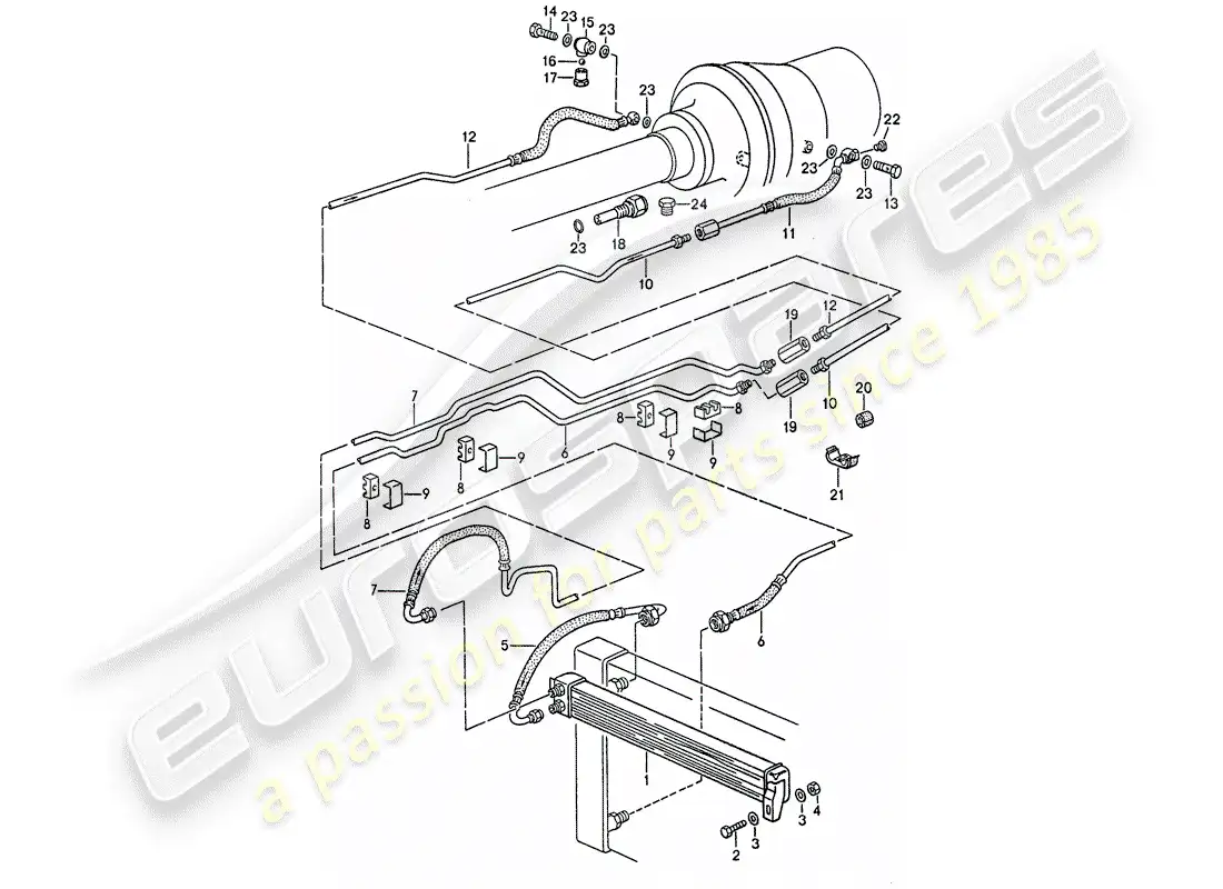 porsche 1990 (928) automatic transmission - atf cooler - atf lines parts diagram