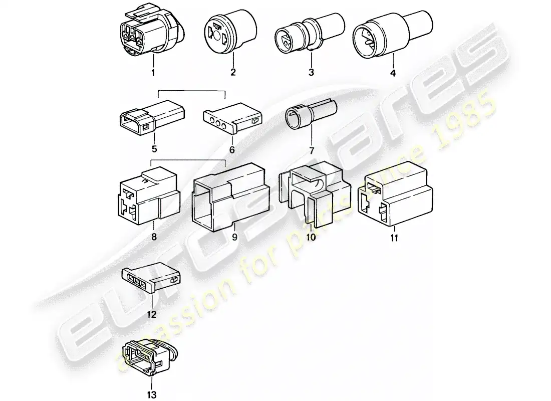 porsche 1988 (924s) connector housing - 3-pole parts diagram