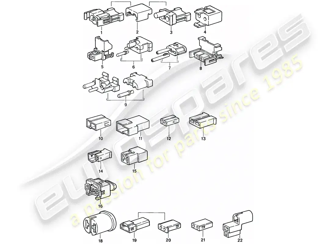 porsche 1988 (924s) connector housing parts diagram