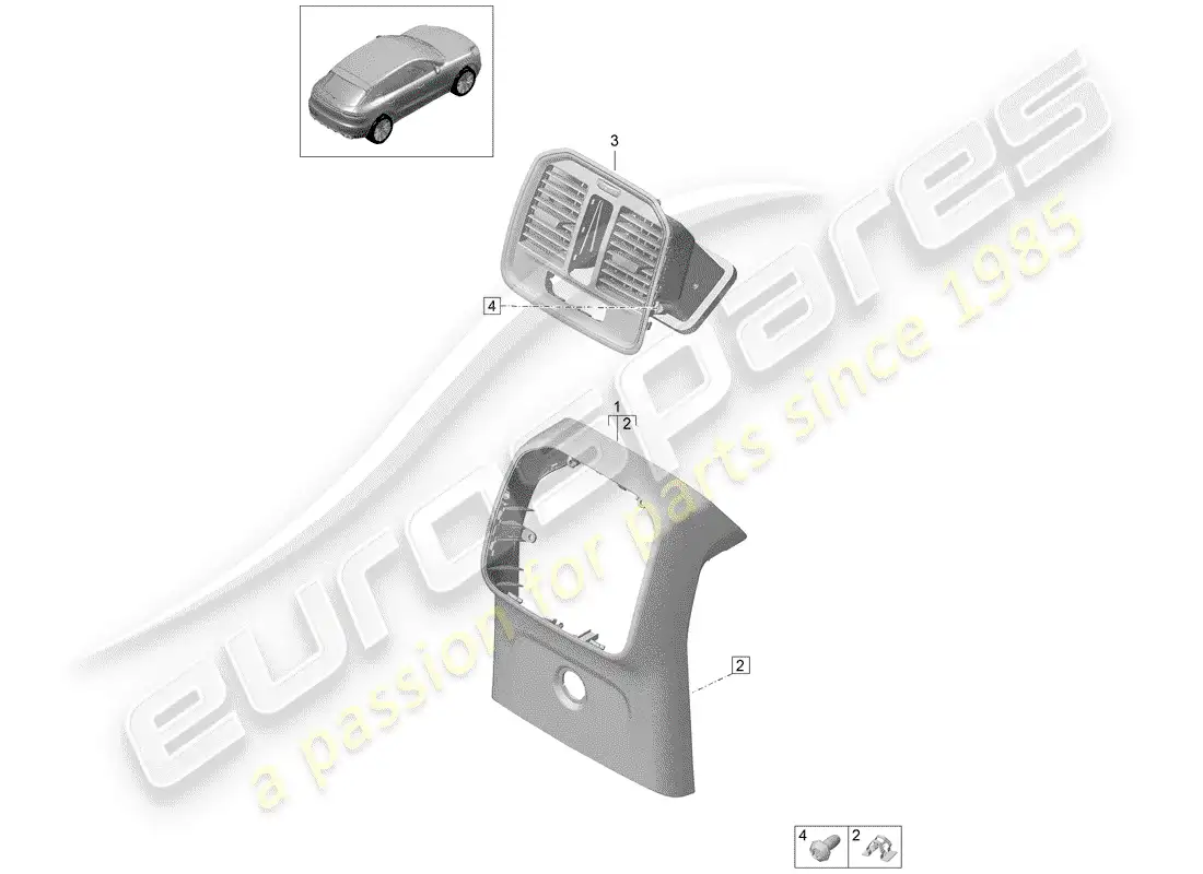porsche 2019 (macan) center console parts diagram