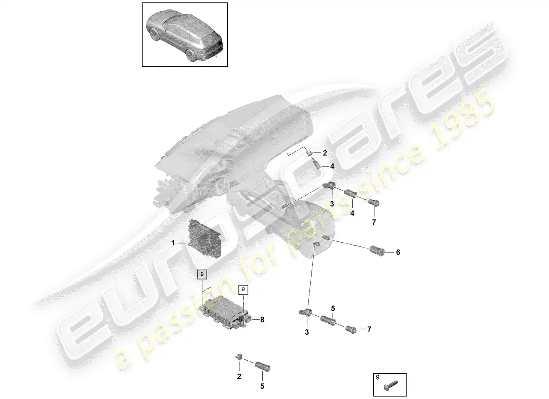 porsche 2018 (cayenne e3 9ya/9yb) voltage transformer parts diagram