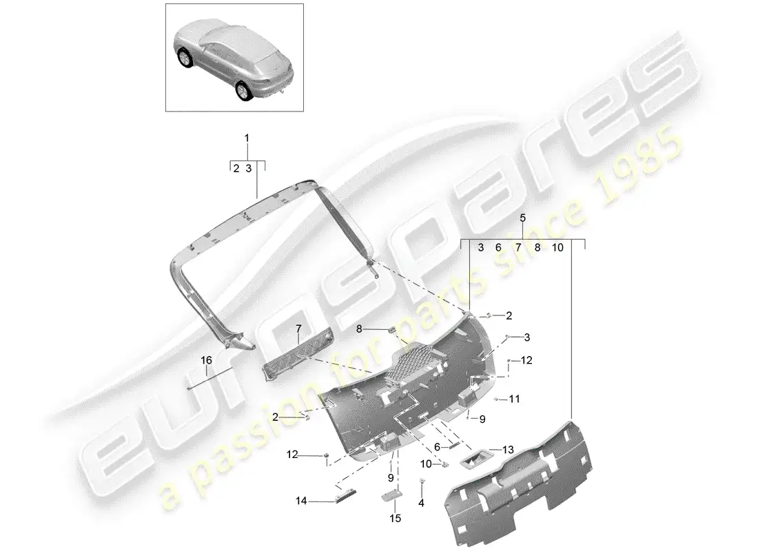 porsche 2014 (macan) trims parts diagram