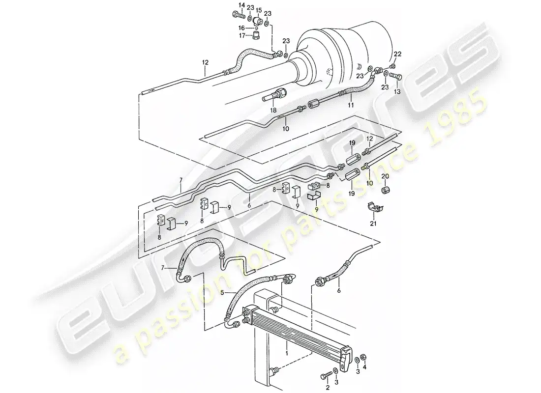 porsche 1990 (928) automatic transmission - atf cooler - atf lines - for vehicles with - catalyst - mod.88-11/88 (mod.89) parts diagram