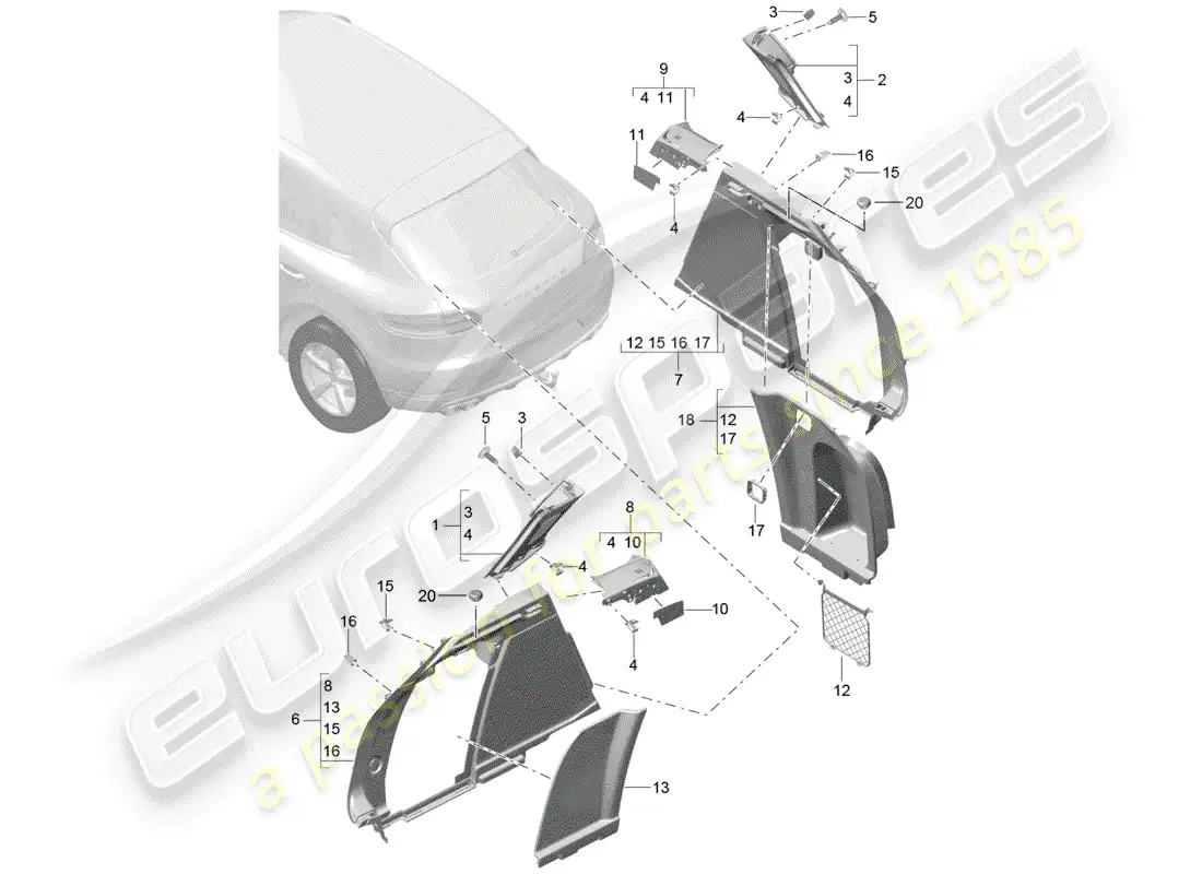 porsche 2014 (macan) lining parts diagram