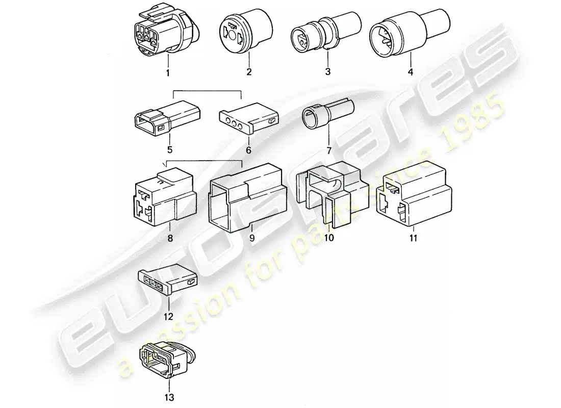 porsche 1991 (944) connector housing - 3-pole parts diagram