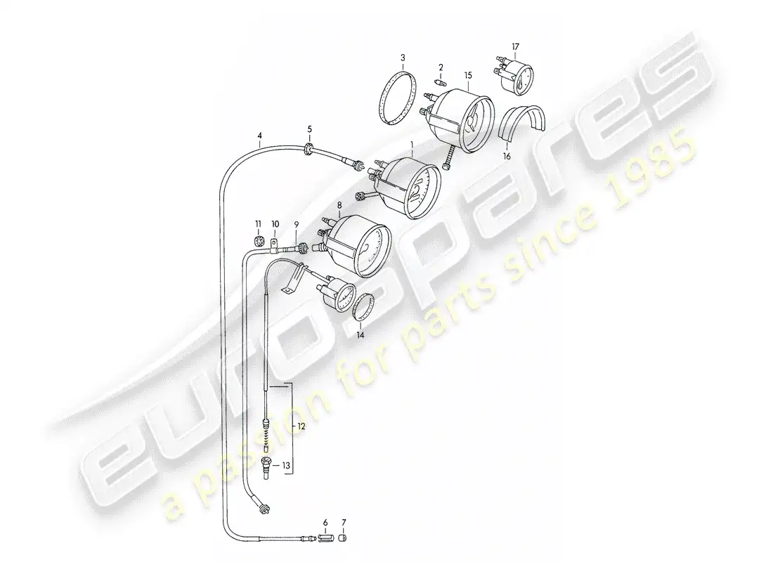 porsche 1952 (356/356a) instruments parts diagram