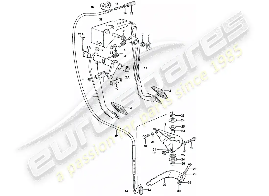 porsche 1979 (924) pedals - brake - clutch part diagram