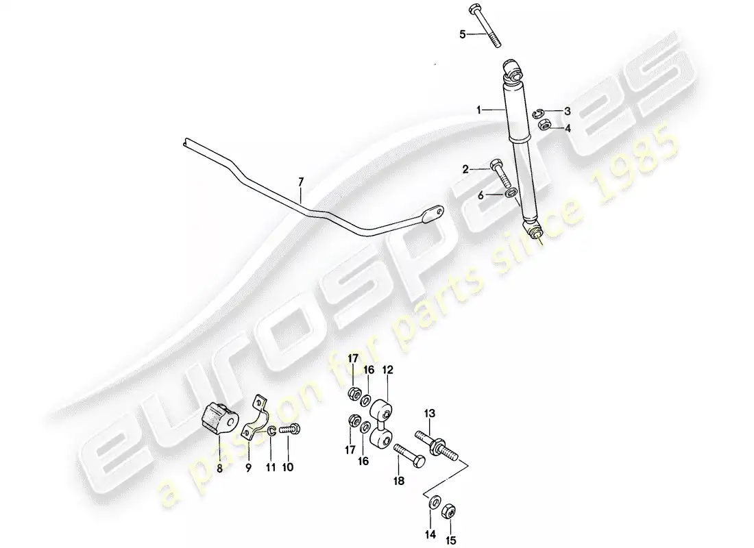 porsche 1986 (924s) vibration damper - stabilizer parts diagram