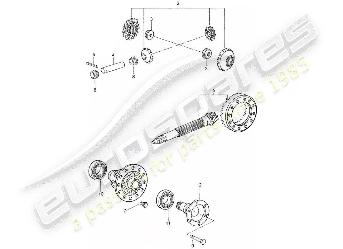 porsche 1996 (993) differential parts diagram
