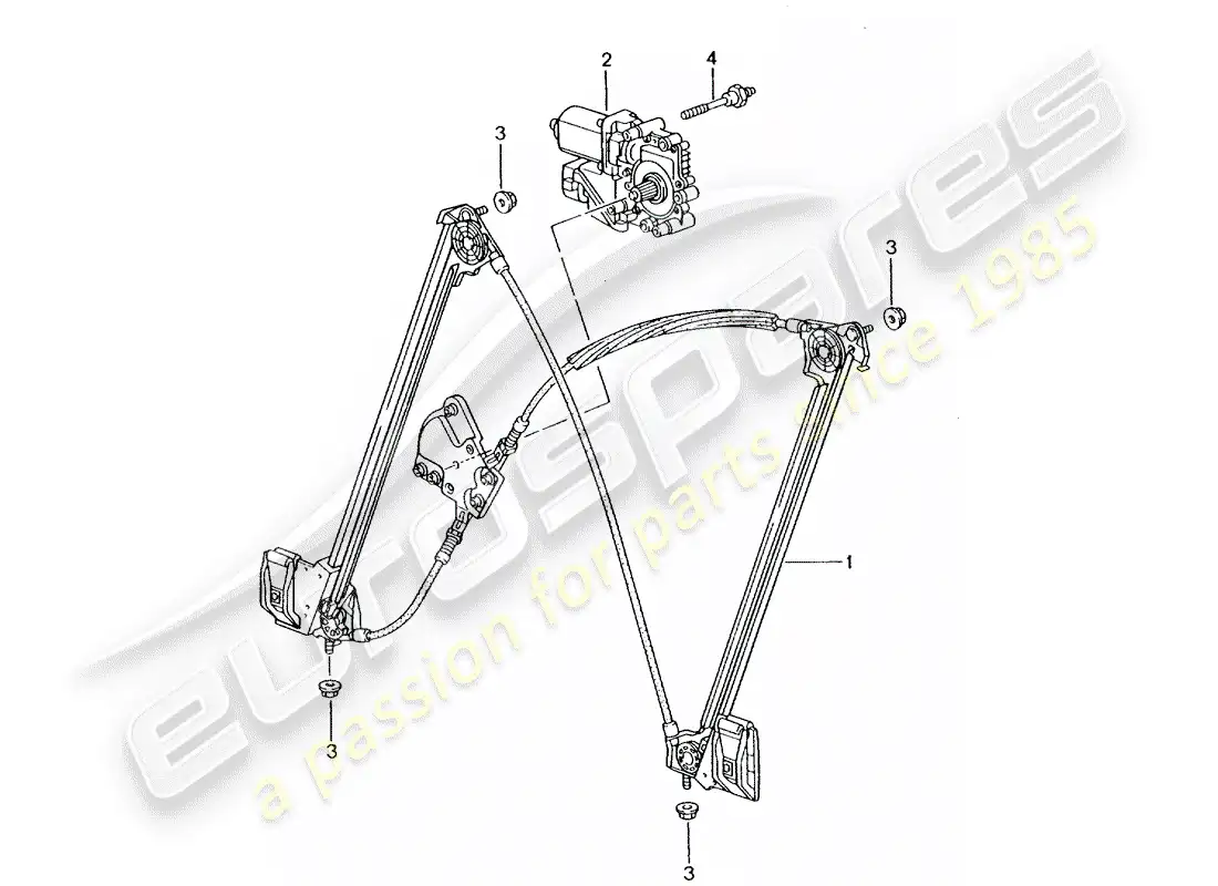 porsche 2003 (996 turbo / gt2) window regulator parts diagram