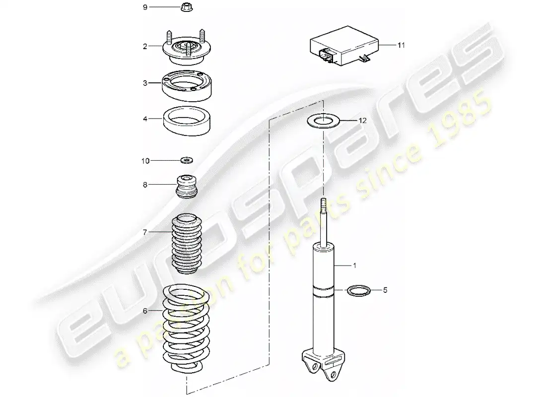 porsche 2007 (997-1 turbo / gt2) shock absorber parts diagram