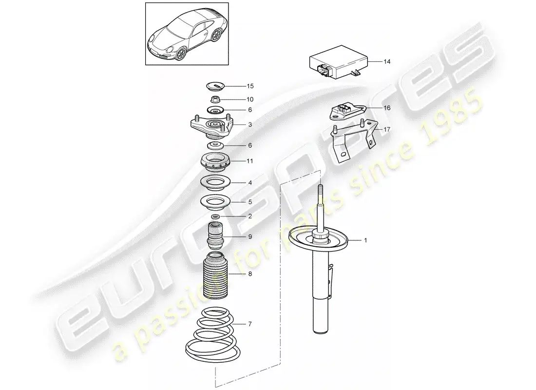 porsche 2010 (997-2) suspension parts diagram
