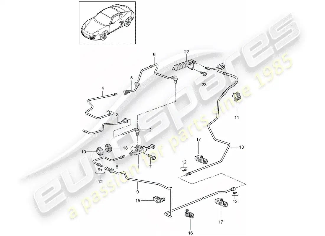 porsche 2012 (987 cayman) hydraulic clutch parts diagram