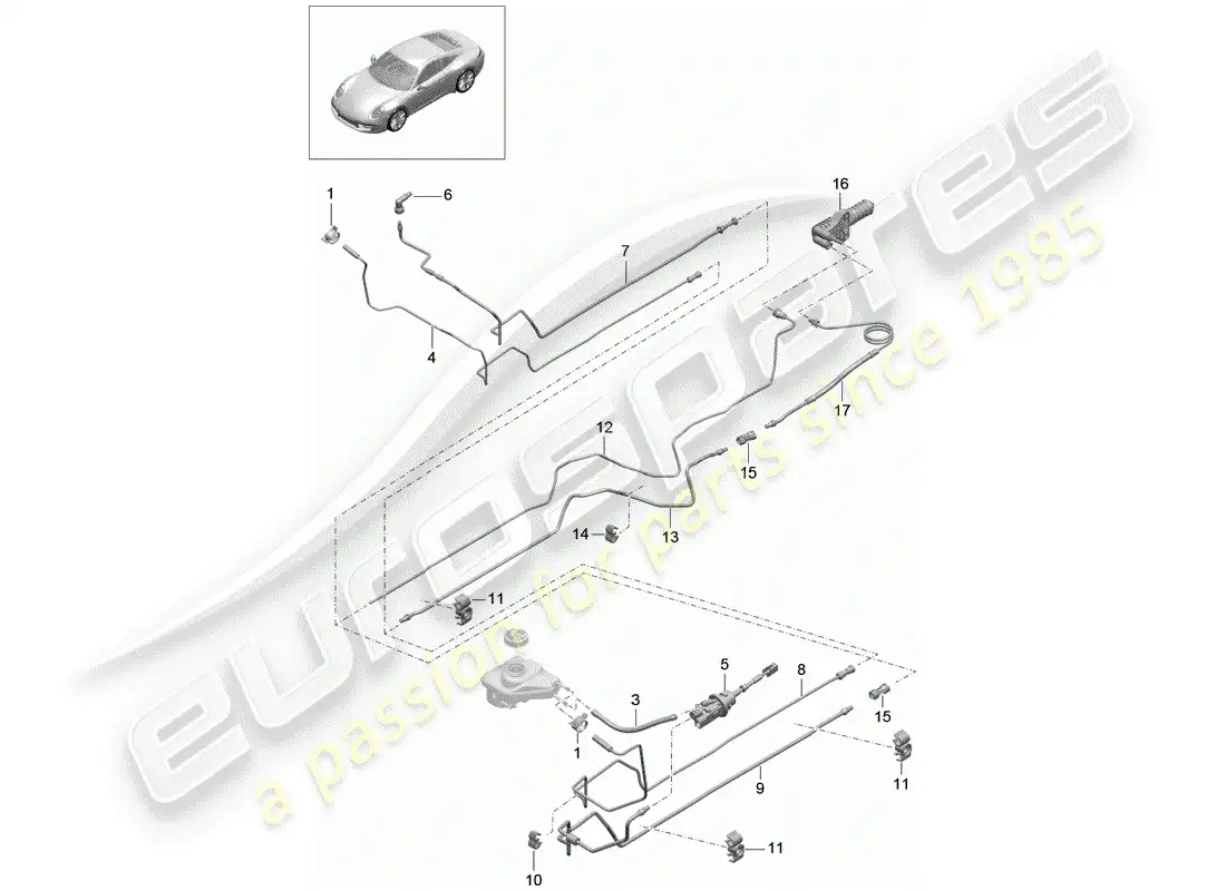 porsche 2016 (991-1) hydraulic clutch parts diagram