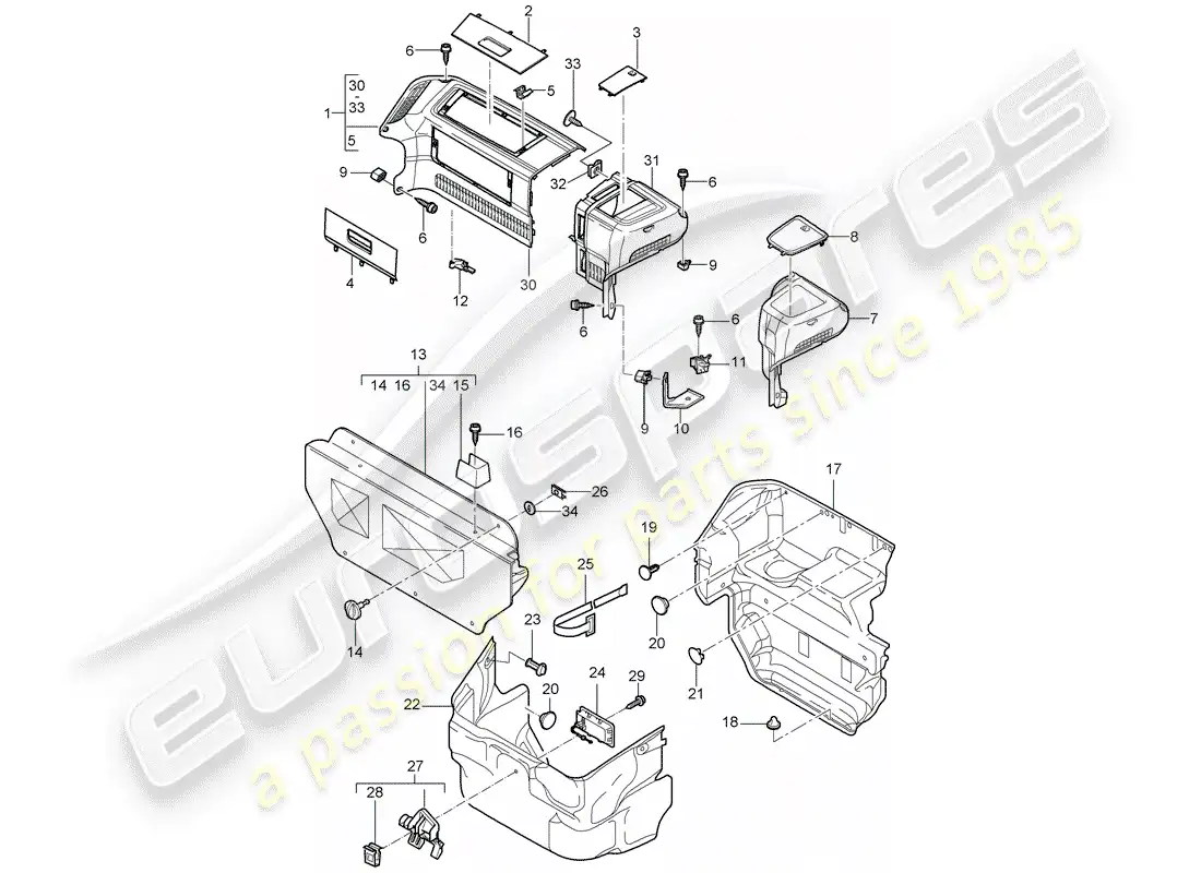 porsche 2006 (987 boxster) luggage compartment parts diagram