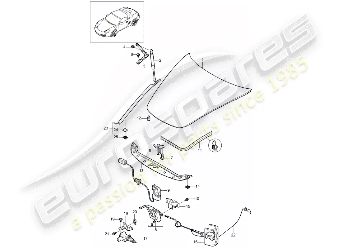 porsche 2011 (987 boxster) cover parts diagram