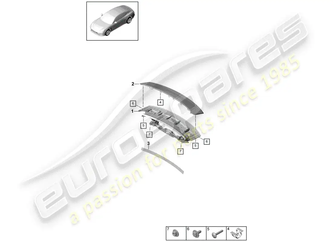 porsche 2017 (panamera 971-1) rear spoiler part diagram