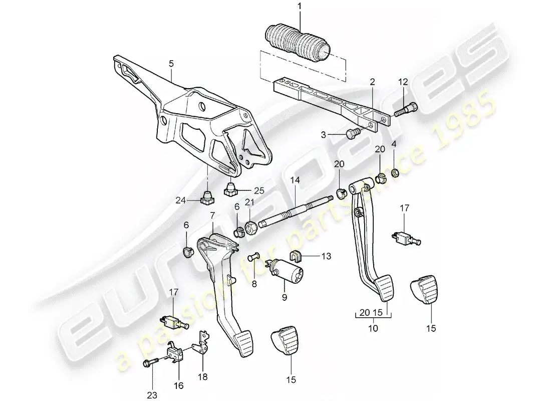 porsche 2008 (987 boxster) pedals parts diagram