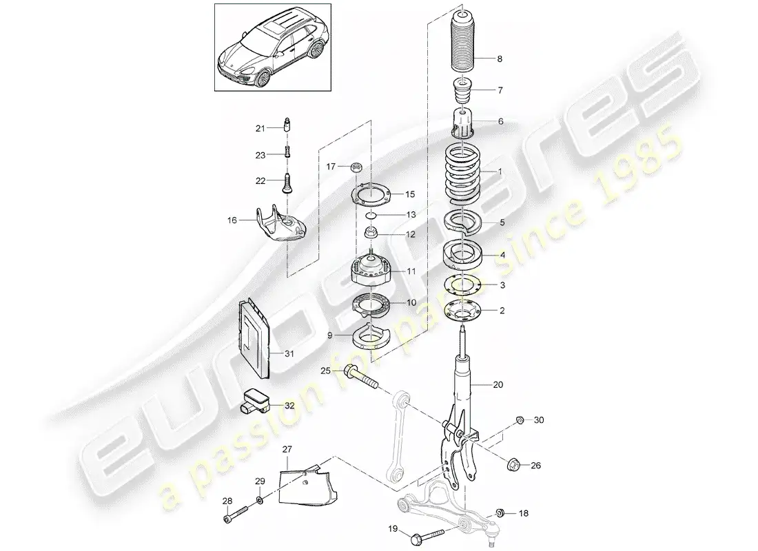 porsche 2016 (cayenne e2 92a) suspension parts diagram