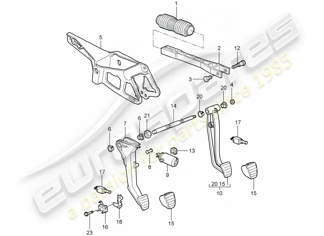 porsche 2009 997-2 turbo / gt2 pedals parts diagram